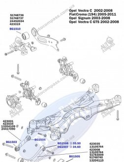 Сайлентблок поперечного рычага (задний, нижний) внешний Opel BELGUM PARTS BG1503 (фото 1)
