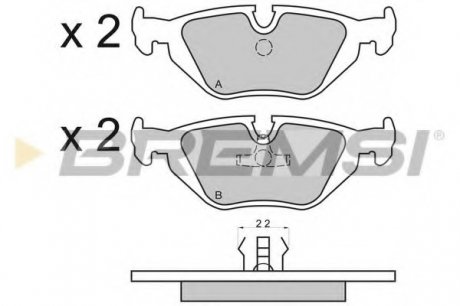 Колодки тормозные задние BMW 3(E36, E46), 5(E34), 7(E32) 86-06 BREMSI BP2498 (фото 1)