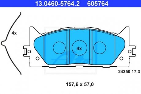 Комплект гальмівних колодок, дискове гальмо ATE 13.0460-5764.2 (фото 1)