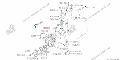 НАСОС Водяной Двигателя; B13, B14, G12 SUBARU 21111-AA340