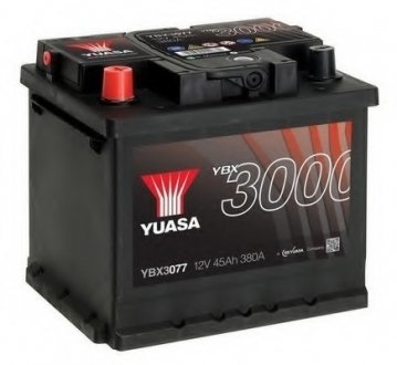 12V 45Ah SMF Battery (1) Пусковий струм 380 (EN) Габарити 207х175х190 Yuasa YBX3077 (фото 1)