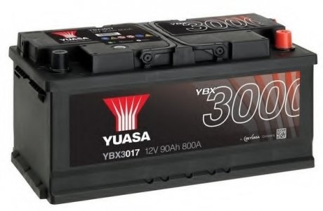 12V 90Ah SMF Battery (0) Пусковий струм 740 (EN) Габарити 353х175х175 Yuasa YBX3017 (фото 1)