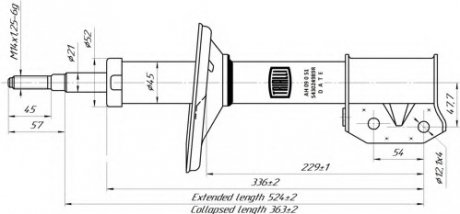 Амортизатор подвески перед Logan 1.2, 1.4, 1.5, 1.6 (04-) (стойка в сборе)(масло) Trialli AH 09051 (фото 1)