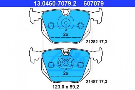 Тормозные колодки БМВ 3 (е46), 5 (е34, е39), 7 (е38), х3 (е83), х5 (е53) задние ATE 13.0460-7079.2 (фото 1)