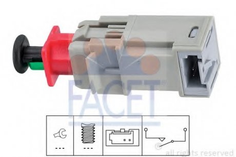 Выключатель, привод сцепления (Tempomat), Выключатель, привод сцепления (управление двигателем) FACET 7.1207 (фото 1)
