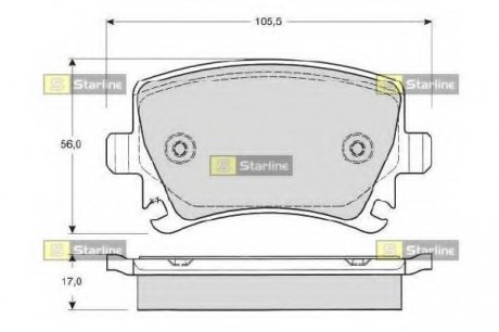 Комплект тормозных колодок, дисковый тормоз STARLINE BD S011S (фото 1)