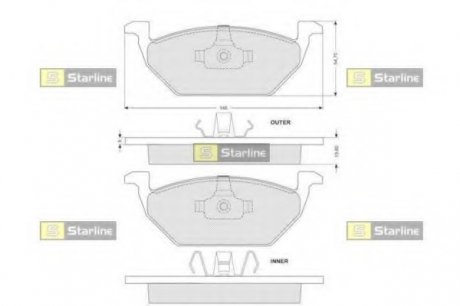 Комплект тормозных колодок, дисковый тормоз STARLINE BD S004S (фото 1)