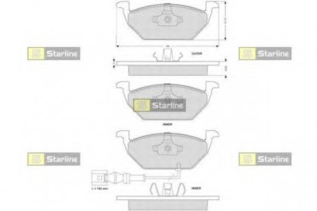 Комплект тормозных колодок, дисковый тормоз STARLINE BD S003S (фото 1)