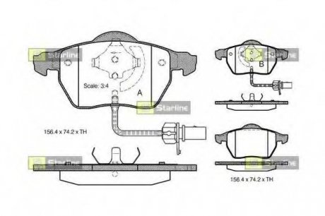 Комплект тормозных колодок, дисковый тормоз STARLINE BD S301 (фото 1)