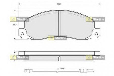Комплект тормозных колодок, дисковый тормоз STARLINE BD S146 (фото 1)