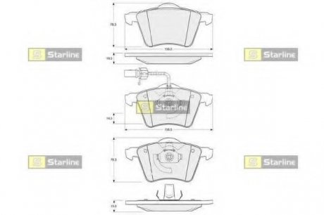 Комплект тормозных колодок, дисковый тормоз STARLINE BD S354 (фото 1)