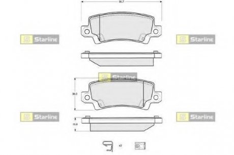 Комплект тормозных колодок, дисковый тормоз STARLINE BD S327 (фото 1)