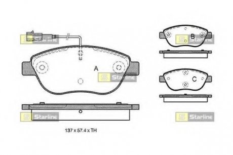 Комплект тормозных колодок, дисковый тормоз STARLINE BD S324 (фото 1)