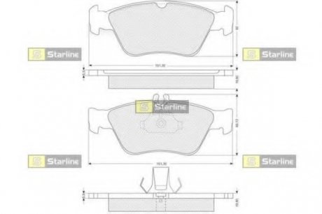 Комплект тормозных колодок, дисковый тормоз STARLINE BD S227 (фото 1)