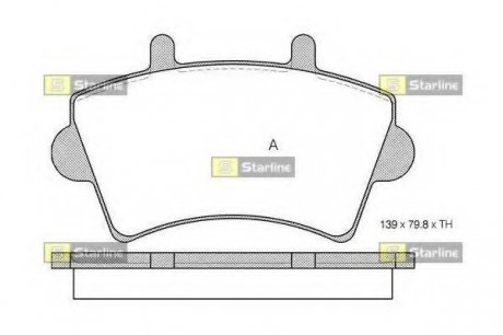 Комплект тормозных колодок, дисковый тормоз STARLINE BD S201 (фото 1)