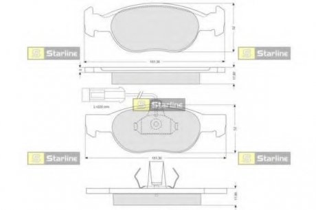 Комплект тормозных колодок, дисковый тормоз STARLINE BD S058 (фото 1)