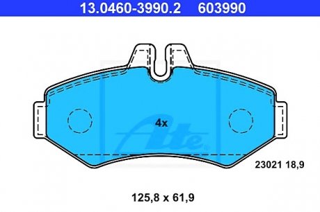 Комплект тормозных колодок, дисковый тормоз ATE 13.0460-3990.2 (фото 1)