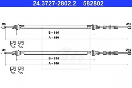Трос, стояночная тормозная система ATE 24.3727-2802.2 (фото 1)