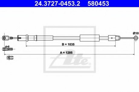 Трос, стояночная тормозная система ATE 24.3727-0453.2 (фото 1)