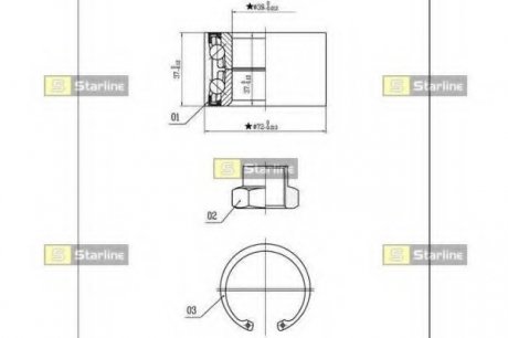 Подшипник ступицы колеса, к-кт. STARLINE LO 01432 (фото 1)