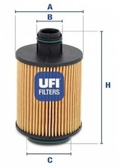 Фільтр масляний FIAT GRANDE PUNTO 1.3, 1.9 MJTD 05- (вир-во) UFI 25.061.00 (фото 1)