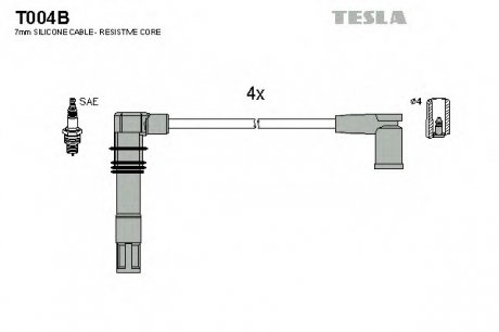 Комплект кабелів високовольтних Tesla T004B (фото 1)