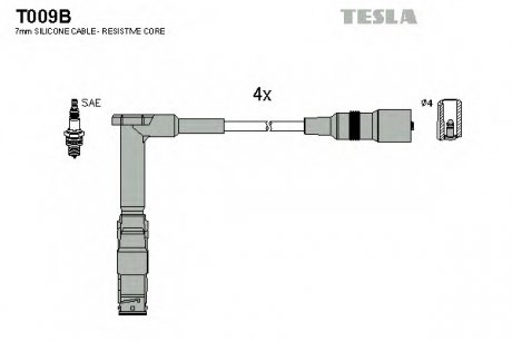 Комплект проводов зажигания Tesla T009B (фото 1)