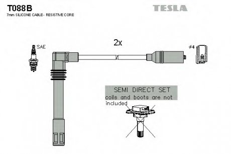 Комплект проводов зажигания Tesla T088B (фото 1)