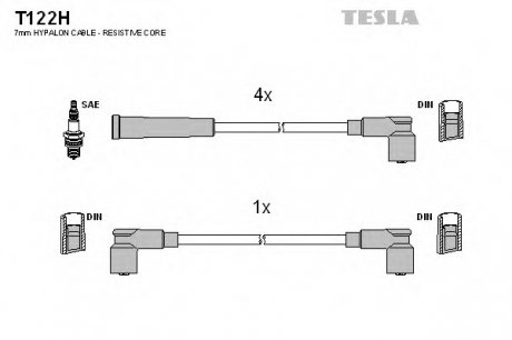 Кабель запалювання к-кт Аналог T368S Skoda Favorit 1,3 -92 Tesla T122H (фото 1)