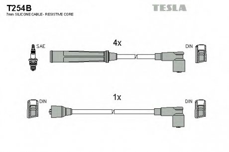 Комплект проводов зажигания Tesla T254B (фото 1)