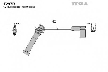 Комплект проводов зажигания Tesla T297B (фото 1)
