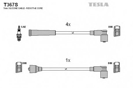 Комплект проводов зажигания Tesla T367S (фото 1)