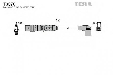 Комплект проводов зажигания Tesla T387C (фото 1)