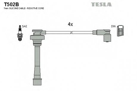 Комплект проводов зажигания Tesla T502B (фото 1)