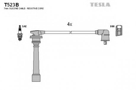 Комплект проводов зажигания Tesla T523B (фото 1)