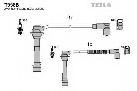 Комплект проводов зажигания Tesla T556B (фото 1)