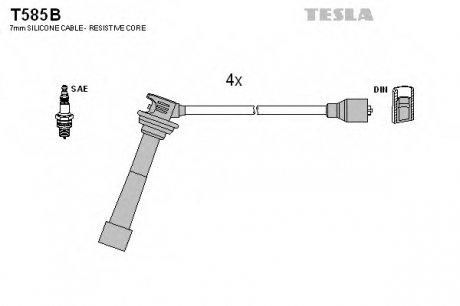 Комплект проводов зажигания Tesla T585B (фото 1)