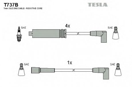Комплект проводов зажигания Tesla T737B (фото 1)