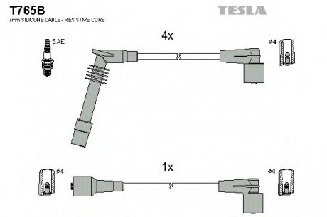 Комплект проводов зажигания Tesla T765B (фото 1)