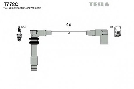 Комплект проводов зажигания Tesla T778C (фото 1)