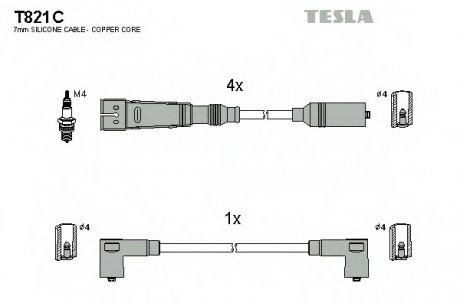 Комплект проводов зажигания Tesla T821C (фото 1)