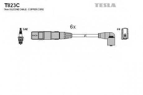 Комплект проводов зажигания Tesla T823C (фото 1)