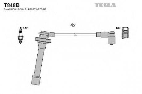 Комплект проводов зажигания Tesla T848B (фото 1)
