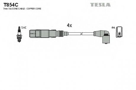 Комплект проводов зажигания Tesla T854C (фото 1)