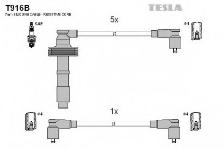 Комплект проводов зажигания Tesla T916B (фото 1)
