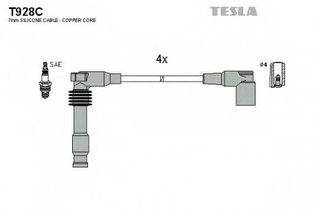Комплект проводов зажигания Tesla T928C (фото 1)