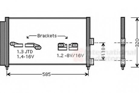 Радіатор кондиціонера FIAT DOBLO (119, 223) (01-) 1.9 JTD (вир-во) Van Wezel 17005289 (фото 1)