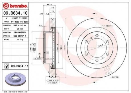 Тормозной диск BREMBO 09B63411 (фото 1)