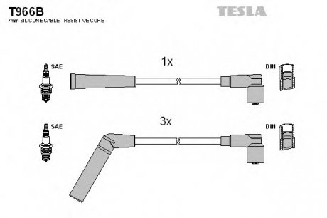 Комплект проводов зажигания Tesla T966B (фото 1)