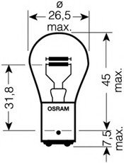 Автолампа P21, 5W OSRAM 7528 ULT (фото 1)